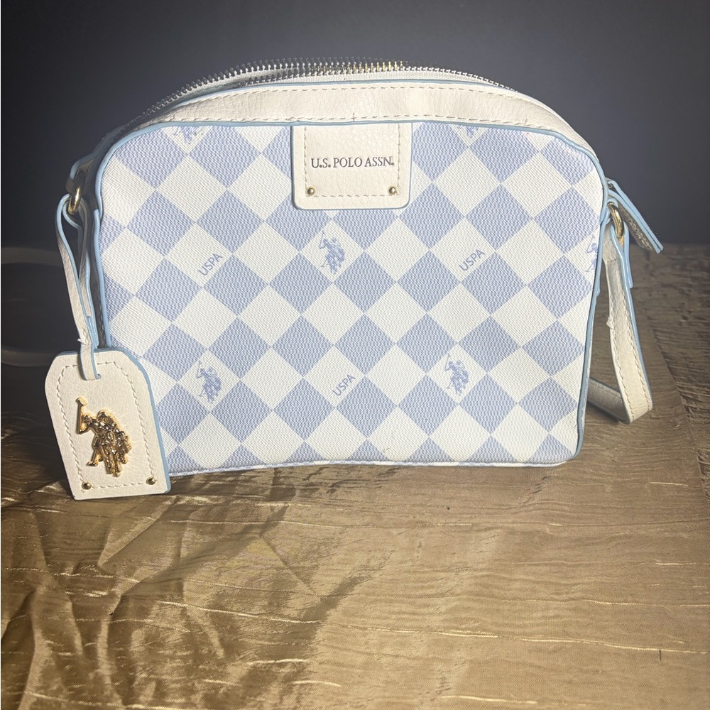 U.S. Polo Assn. Light Blue and White Crossbody Bag